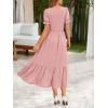 Zeagoo Summer Dresses for Women Flowy Casual Midi Dress Short Sleeve Tiered Dress Beach Vacation Sundresses with Pockets(Pink Dot)