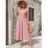 Zeagoo Summer Dresses for Women Flowy Casual Midi Dress Short Sleeve Tiered Dress Beach Vacation Sundresses with Pockets(Pink Dot)
