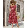 Zeagoo Summer Dresses for Women Flowy Casual Midi Dress Short Sleeve Tiered Dress Beach Vacation Sundresses with Pockets(Red-floral)