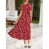 Zeagoo Summer Dresses for Women Flowy Casual Midi Dress Short Sleeve Tiered Dress Beach Vacation Sundresses with Pockets(Red-floral)