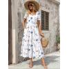 Zeagoo Summer Dresses for Women Flowy Casual Midi Dress Short Sleeve Tiered Dress Beach Vacation Sundresses with Pockets(White Floral)