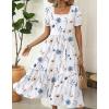 Zeagoo Summer Dresses for Women Flowy Casual Midi Dress Short Sleeve Tiered Dress Beach Vacation Sundresses with Pockets(White Floral)