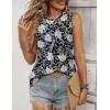 Zeagoo Tank Tops for Women Sleeveless Eyelet Shirts High Neck Cute Summer Top Loose Fit S-XXL(01-floral Black)