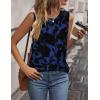 Zeagoo Tank Tops for Women Sleeveless Eyelet Shirts High Neck Cute Summer Top Loose Fit S-XXL(10-floral Dark Blue)
