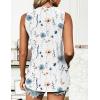 Zeagoo Tank Tops for Women Sleeveless Eyelet Shirts High Neck Cute Summer Top Loose Fit S-XXL(19-floral White Khaki)