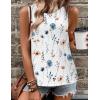 Zeagoo Tank Tops for Women Sleeveless Eyelet Shirts High Neck Cute Summer Top Loose Fit S-XXL(19-floral White Khaki)