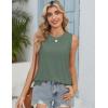 Zeagoo Tank Tops for Women Sleeveless Eyelet Shirts High Neck Cute Summer Top Loose Fit S-XXL(Green)