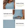 Zeagoo Tank Tops for Women Sleeveless Eyelet Shirts High Neck Cute Summer Top Loose Fit S-XXL(Light Blue)