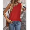 Zeagoo Tank Tops for Women Sleeveless Eyelet Shirts High Neck Cute Summer Top Loose Fit S-XXL(Red)
