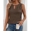 Zeagoo Tops for Women Trendy 2024 Tank Tops Keyhole Neck Sleeveless Blouses Summer Business Casual Basic Shirts(Brown)