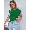 Zeagoo Women Crewneck Slim Fitted Short Sleeve T Shirts Cute Stretchy Bodycon Basic Tee Tops(Green)