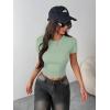 Zeagoo Women Crewneck Slim Fitted Short Sleeve T Shirts Cute Stretchy Bodycon Basic Tee Tops(Light Green)