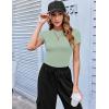Zeagoo Women Crewneck Slim Fitted Short Sleeve T Shirts Cute Stretchy Bodycon Basic Tee Tops(Light Green)
