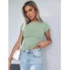 Zeagoo Women Crewneck Slim Fitted Short Sleeve T Shirts Cute Stretchy Bodycon Basic Tee Tops(Light Green)