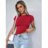 Zeagoo Women Crewneck Slim Fitted Short Sleeve T Shirts Cute Stretchy Bodycon Basic Tee Tops(Red)