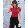 Zeagoo Women Crewneck Slim Fitted Short Sleeve T Shirts Cute Stretchy Bodycon Basic Tee Tops(Red)