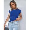 Zeagoo Women Crewneck Slim Fitted Short Sleeve T Shirts Cute Stretchy Bodycon Basic Tee Tops(Short Sleeve Sky Blue)