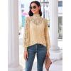 Zeagoo Women Lace Tops Long Sleeves Mock Neck Casual Dressy Tops with Separable Camisole Sexy Blouses Shirts 2 PCS Set(Khaki)
