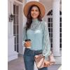 Zeagoo Women Lace Tops Long Sleeves Mock Neck Casual Dressy Tops with Separable Camisole Sexy Blouses Shirts 2 PCS Set(Light Blue)