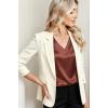 Zeagoo Women Silk Satin Tops Cap Short Sleeve Blouse Summer V Neck Shirts Business Casual Outfits(Brown)