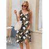 Zeagoo Women Summer Casual Dresses 2026 Sleeveless Midi Pleated Tank Sundress with Pockets V Neck A Line Swing Tshirt Dress(Leaves Black)