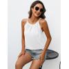 Zeagoo Womens 2026 Halter Neck Tank Tops Casual Sleeveless Pleated Camisole Tops Summer Loose Fit Cami Shirts(A-white)