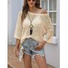 Zeagoo Women’s 2026 Spring Summer Crochet Top Hollow Out 3/4 Sleeve Sweater Off Shoulder Beach Knit Coverup(Apricot)