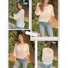 Zeagoo Women’s 2026 Spring Summer Crochet Top Hollow Out 3/4 Sleeve Sweater Off Shoulder Beach Knit Coverup(Apricot)