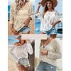 Zeagoo Women’s 2026 Spring Summer Crochet Top Hollow Out 3/4 Sleeve Sweater Off Shoulder Beach Knit Coverup(Apricot)