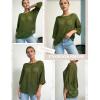 Zeagoo Women’s 2026 Spring Summer Crochet Top Hollow Out 3/4 Sleeve Sweater Off Shoulder Beach Knit Coverup(Army Green)