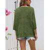 Zeagoo Women’s 2026 Spring Summer Crochet Top Hollow Out 3/4 Sleeve Sweater Off Shoulder Beach Knit Coverup(Army Green)