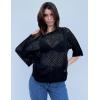 Zeagoo Women’s 2026 Spring Summer Crochet Top Hollow Out 3/4 Sleeve Sweater Off Shoulder Beach Knit Coverup(Black)