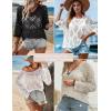 Zeagoo Women’s 2026 Spring Summer Crochet Top Hollow Out 3/4 Sleeve Sweater Off Shoulder Beach Knit Coverup(Black)