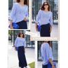 Zeagoo Women’s 2026 Spring Summer Crochet Top Hollow Out 3/4 Sleeve Sweater Off Shoulder Beach Knit Coverup(Blue)