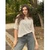Zeagoo Women’s 2026 Spring Summer Crochet Top Hollow Out 3/4 Sleeve Sweater Off Shoulder Beach Knit Coverup(Camel)