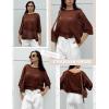 Zeagoo Women’s 2026 Spring Summer Crochet Top Hollow Out 3/4 Sleeve Sweater Off Shoulder Beach Knit Coverup(Coffee)