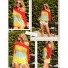 Zeagoo Women’s 2026 Spring Summer Crochet Top Hollow Out 3/4 Sleeve Sweater Off Shoulder Beach Knit Coverup(Color Block-1)