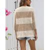 Zeagoo Women’s 2026 Spring Summer Crochet Top Hollow Out 3/4 Sleeve Sweater Off Shoulder Beach Knit Coverup(Color Block-2)
