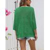 Zeagoo Women’s 2026 Spring Summer Crochet Top Hollow Out 3/4 Sleeve Sweater Off Shoulder Beach Knit Coverup(Green)