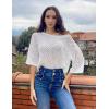Zeagoo Women’s 2026 Spring Summer Crochet Top Hollow Out 3/4 Sleeve Sweater Off Shoulder Beach Knit Coverup(White)