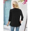 Zeagoo Women’s 2026 Summer 3/4 Sleeve Lightweight Cardigans Sweaters Open Front Draped Ruffles Kimono Coverups(A-black)