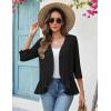 Zeagoo Women’s 2026 Summer 3/4 Sleeve Lightweight Cardigans Sweaters Open Front Draped Ruffles Kimono Coverups(A-black)