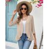 Zeagoo Women’s 2026 Summer 3/4 Sleeve Lightweight Cardigans Sweaters Open Front Draped Ruffles Kimono Coverups(Khaki)