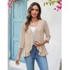 Zeagoo Women’s 2026 Summer 3/4 Sleeve Lightweight Cardigans Sweaters Open Front Draped Ruffles Kimono Coverups(Khaki)