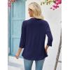 Zeagoo Women’s 2026 Summer 3/4 Sleeve Lightweight Cardigans Sweaters Open Front Draped Ruffles Kimono Coverups(Navy Blue)