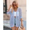 Zeagoo Women’s 2026 Summer Crochet Lightweight Cardigan Short Sleeve Boho Kimono Oversized Open Front Sweater Tops(Light Blue)