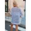 Zeagoo Women’s 2026 Summer Crochet Lightweight Cardigan Short Sleeve Boho Kimono Oversized Open Front Sweater Tops(Light Blue)