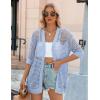 Zeagoo Women’s 2026 Summer Crochet Lightweight Cardigan Short Sleeve Boho Kimono Oversized Open Front Sweater Tops(Light Blue)