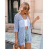 Zeagoo Women’s 2026 Summer Crochet Lightweight Cardigan Short Sleeve Boho Kimono Oversized Open Front Sweater Tops(Light Blue)