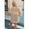 Zeagoo Women’s 2026 Summer Crochet Lightweight Cardigan Short Sleeve Boho Kimono Oversized Open Front Sweater Tops(Light Khaki)